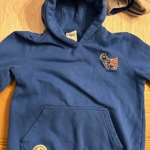 Kids Navy Hoodie with Embroidered Goat Patch